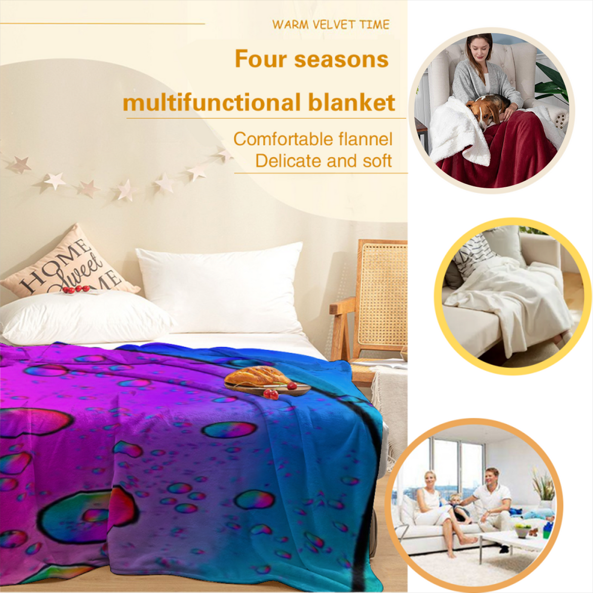 Flannel Throw Blanket with Opaline Nectar Cozy Cottage Artwork