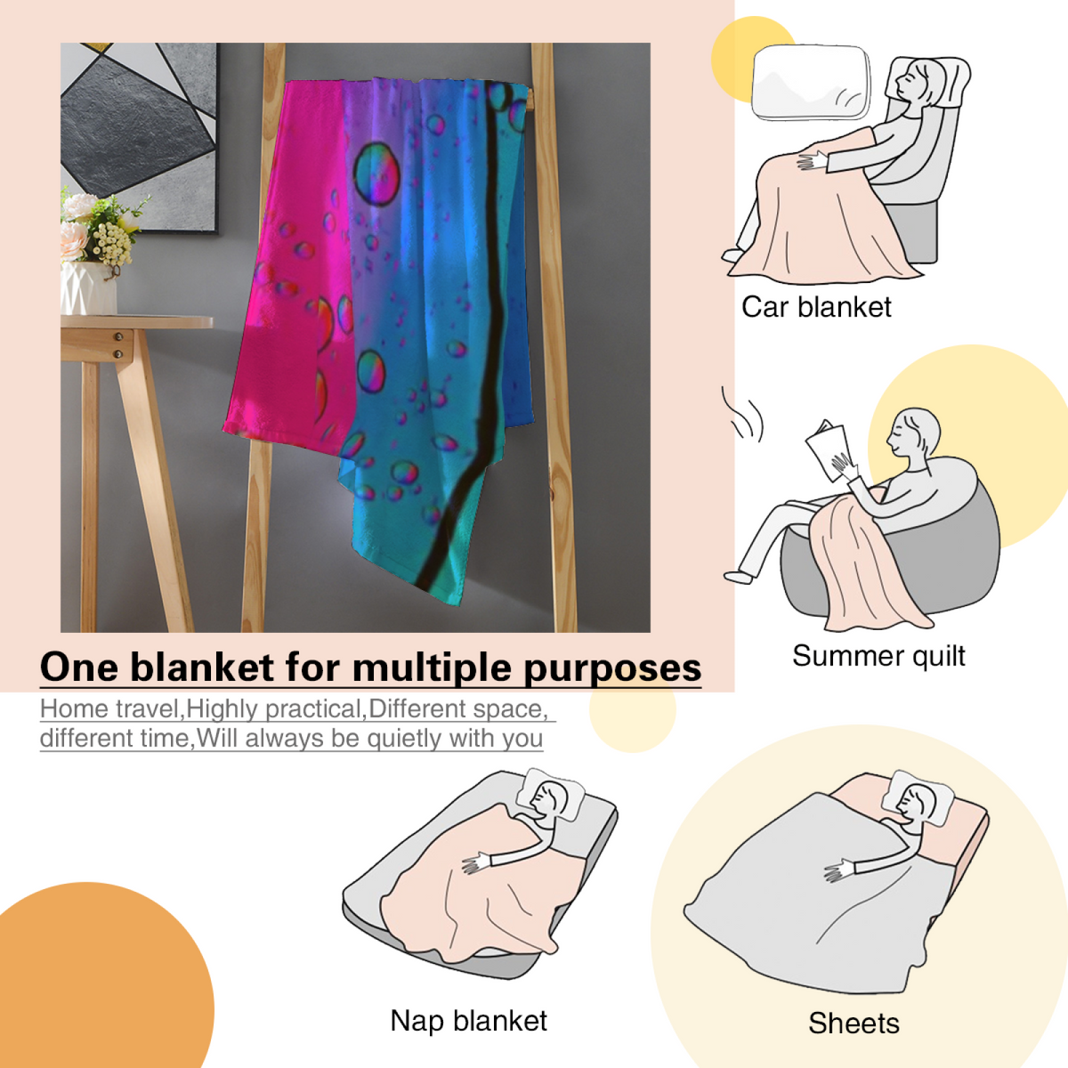 Flannel Throw Blanket with Opaline Nectar Cozy Cottage Artwork
