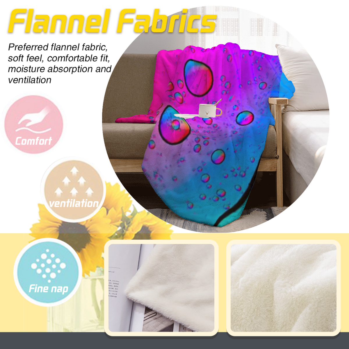 Flannel Throw Blanket with Opaline Nectar Cozy Cottage Artwork