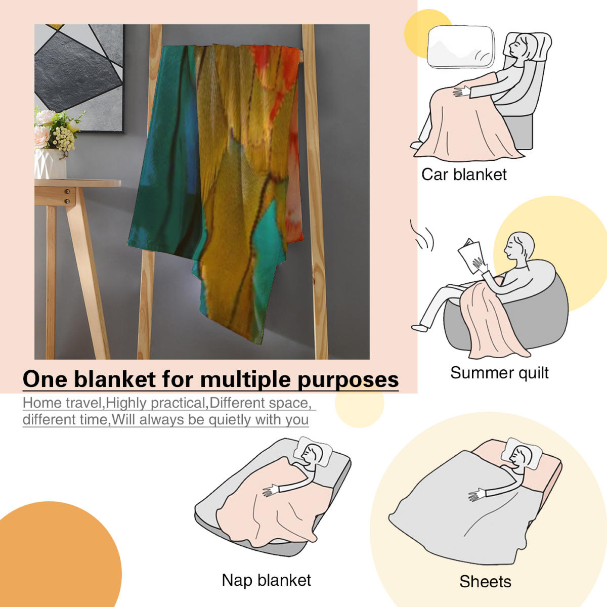 Decorative Flannel Blanket with Marigold Mirage Cozy Cottage Artwork