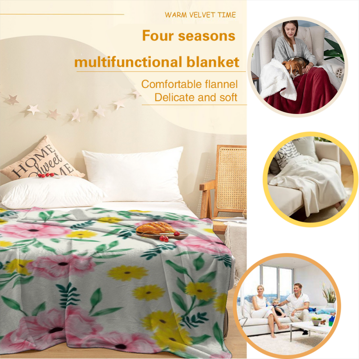 Soft Minimalist Plush Flannel Throw ¨C Electric Hearth Collection