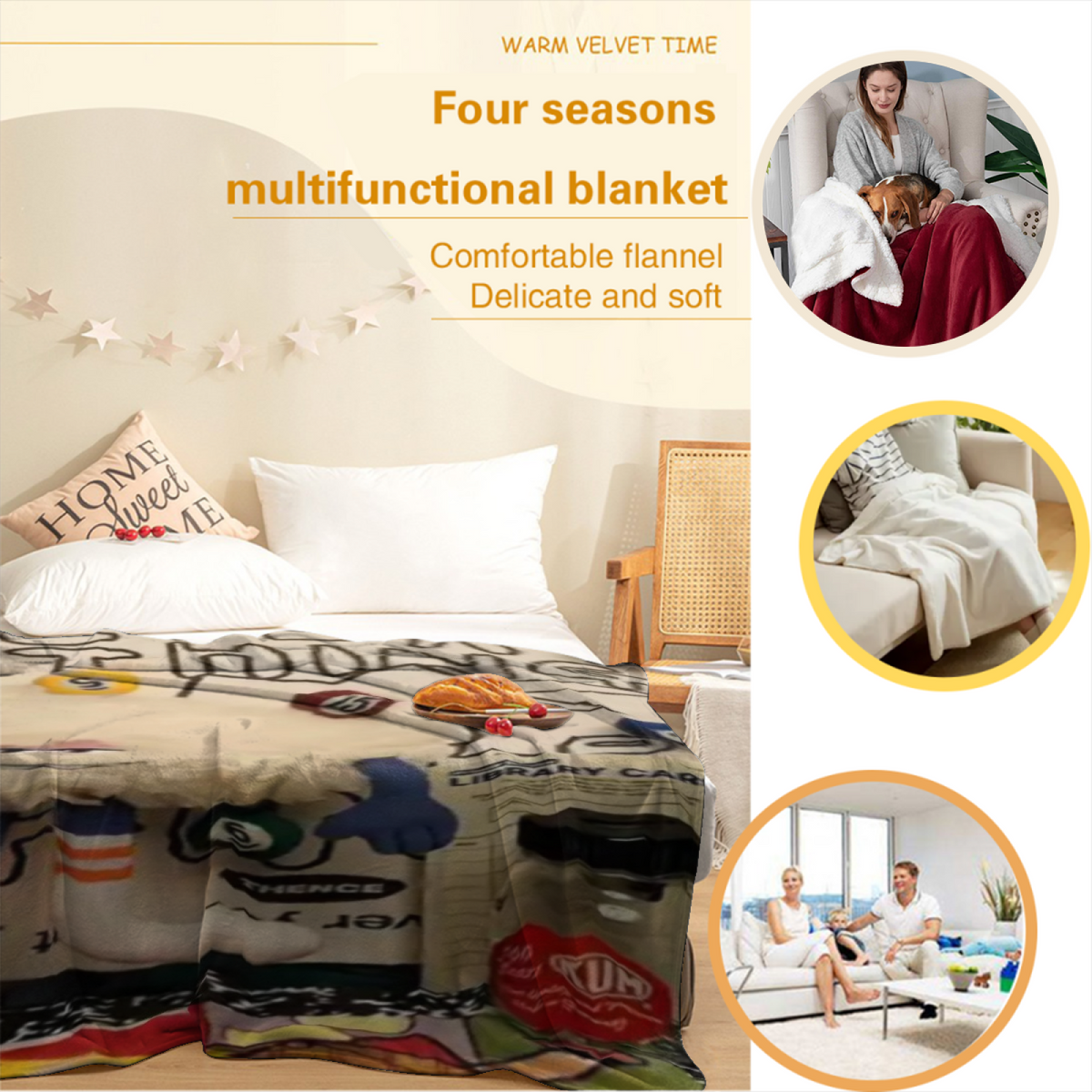 Rustic & Solstice Playful Graphic Plush Flannel Throw