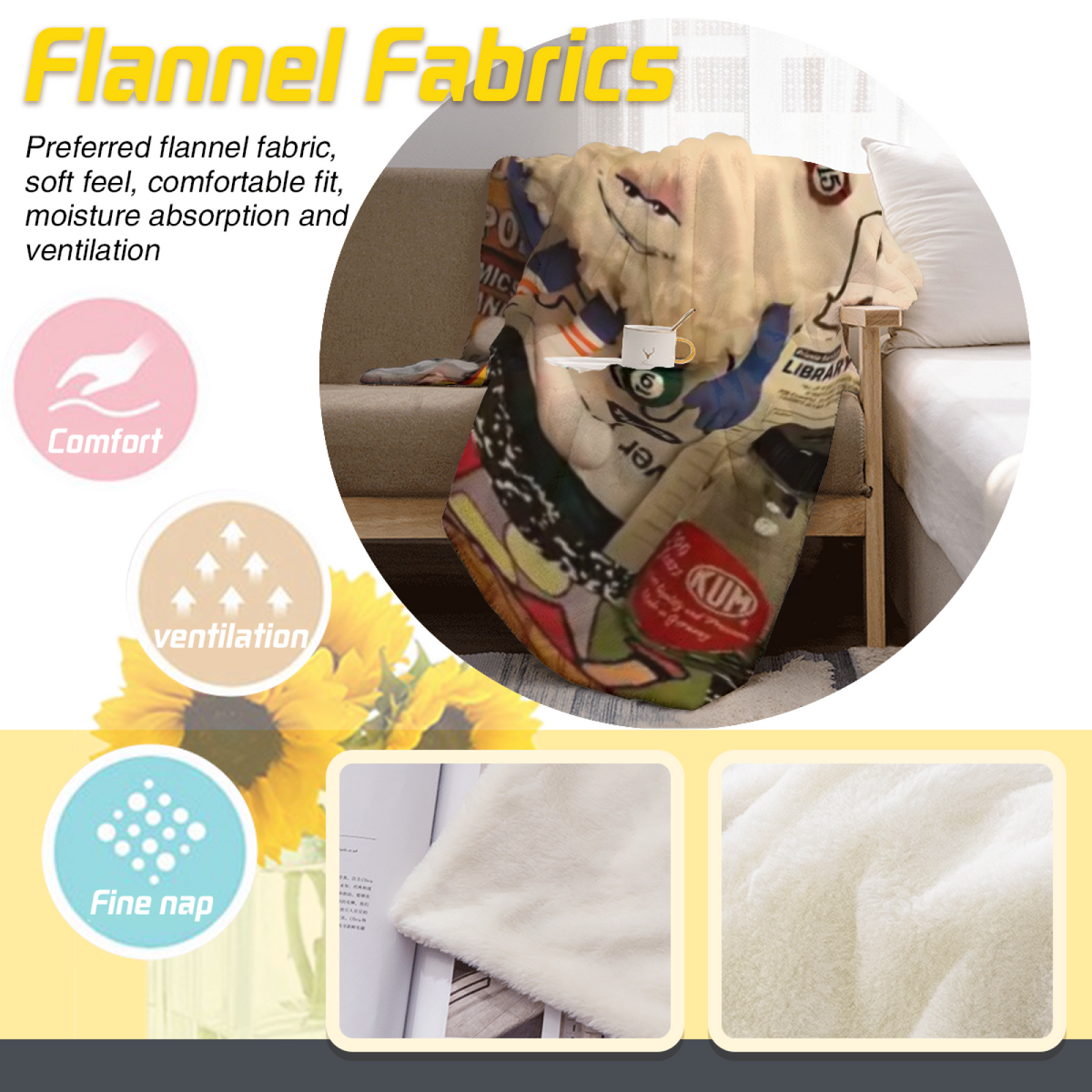 Rustic & Solstice Playful Graphic Plush Flannel Throw