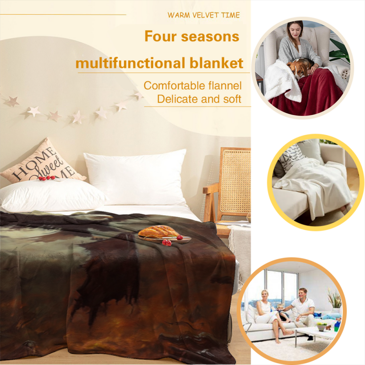 Alpine Flora Home Accent Soft Flannel Blanket ¨C Warm Coral