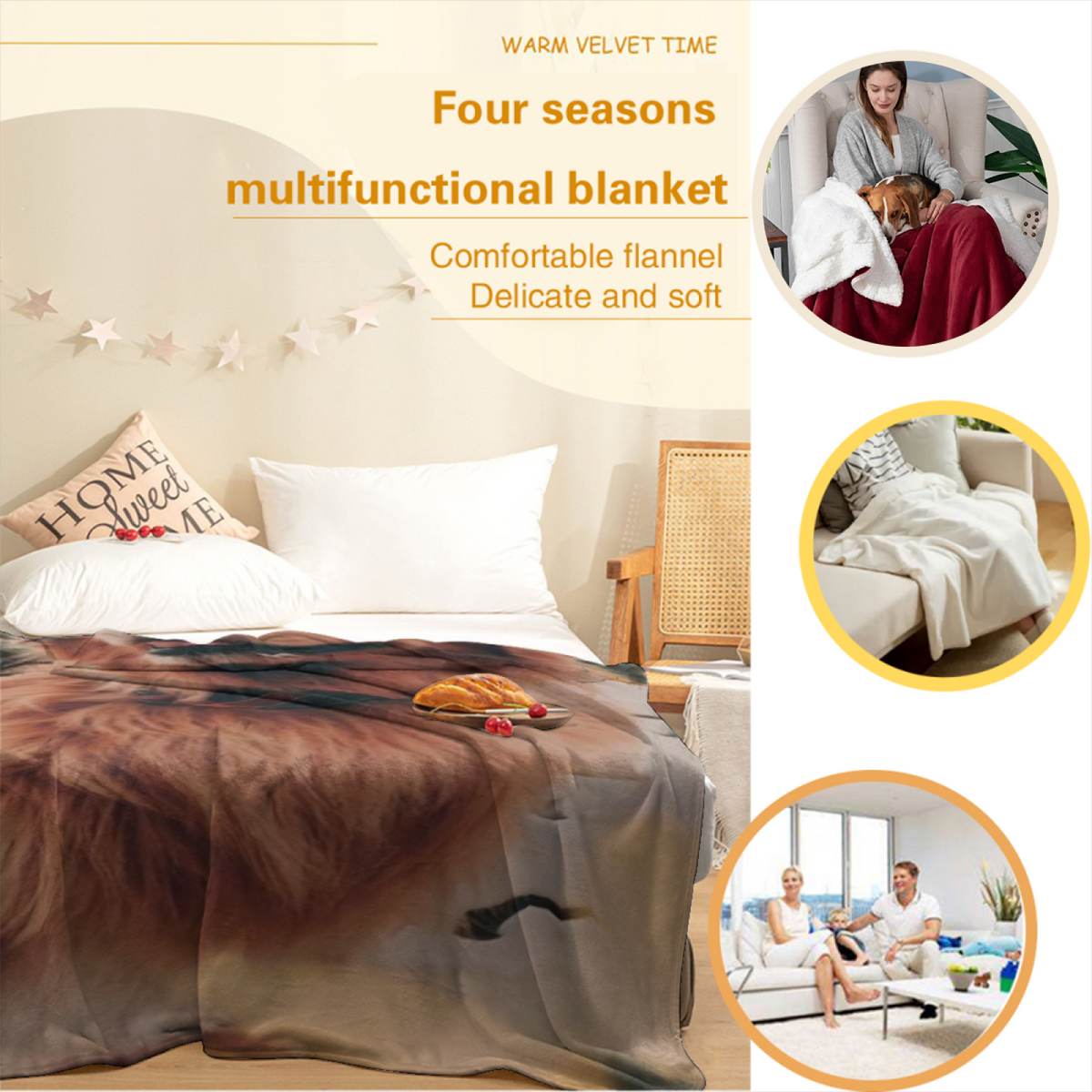 Earthy Multicolor Orchid Story Decorative Flannel Blanket