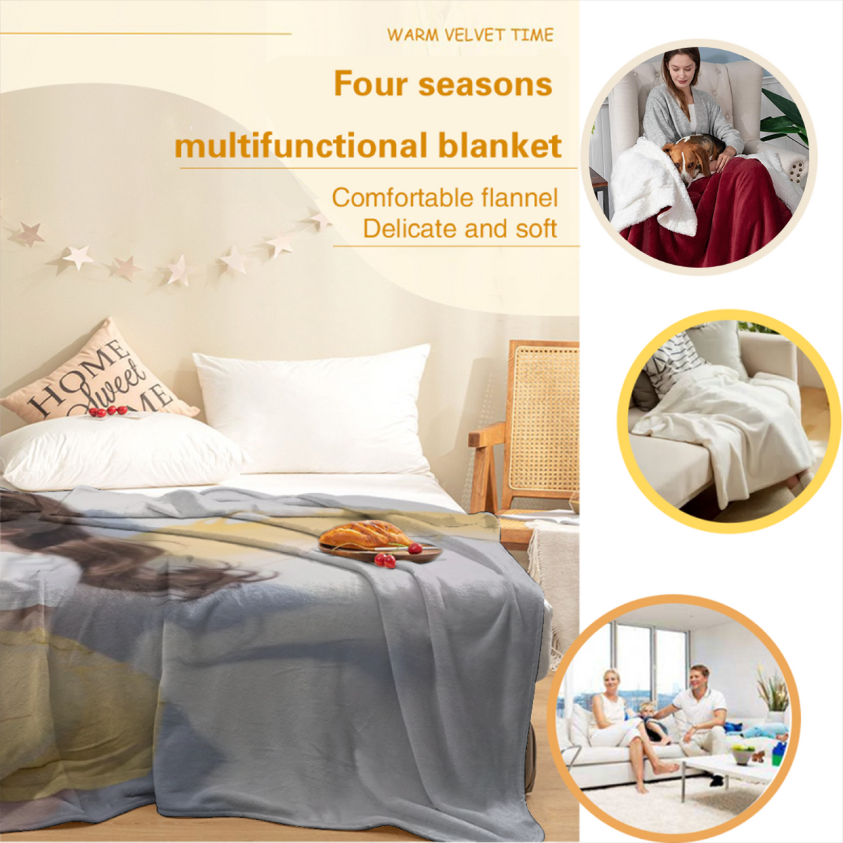 Pastel Multicolor Whimsical Decor Plush Flannel Throw ¨C Harvest Mirage Edition