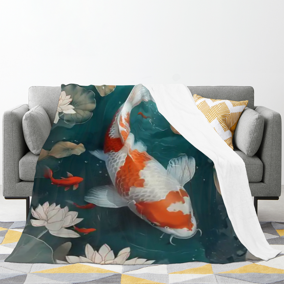 Eclectic Design Starlit Arbor Warm Coral Flannel Sofa Throw