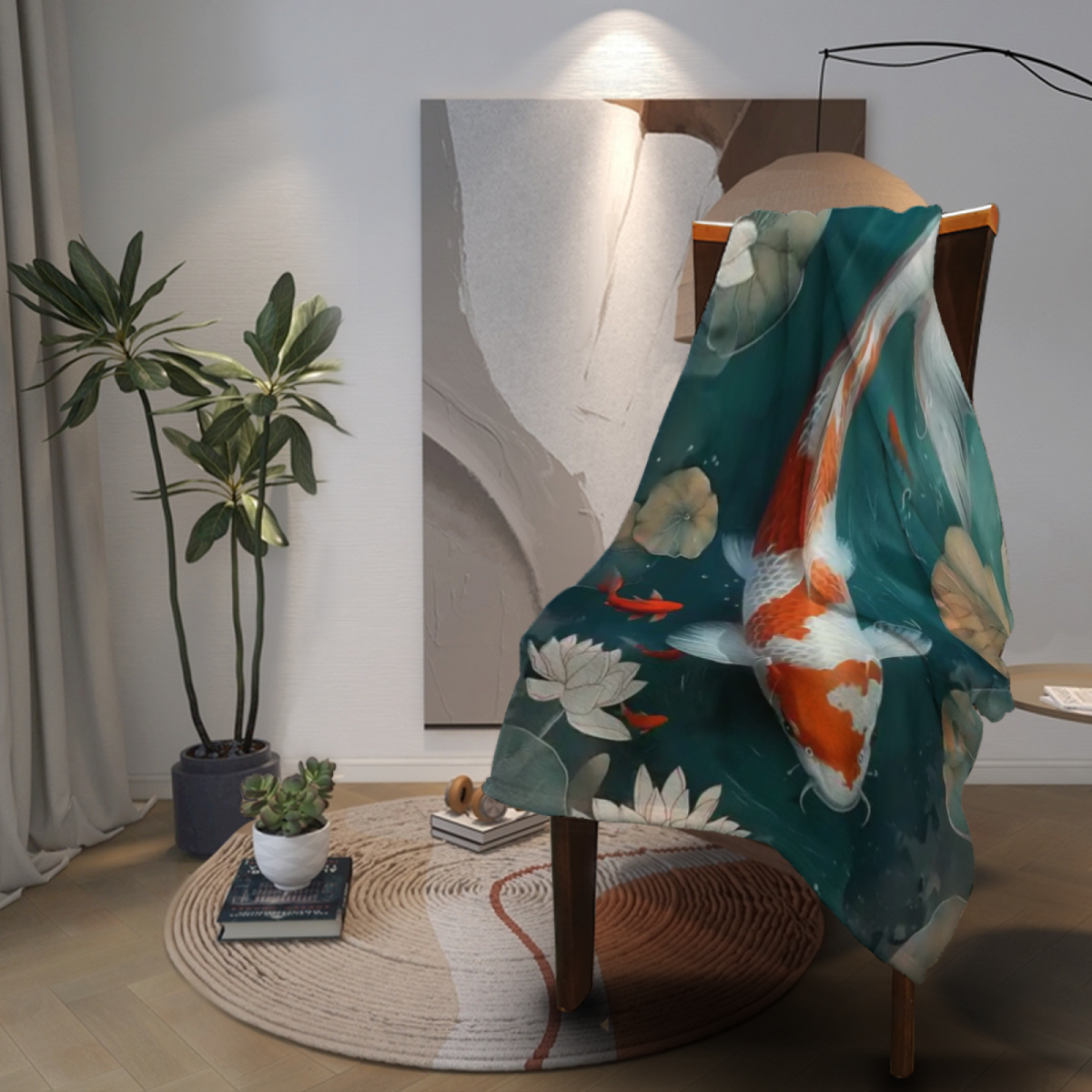 Eclectic Design Starlit Arbor Warm Coral Flannel Sofa Throw