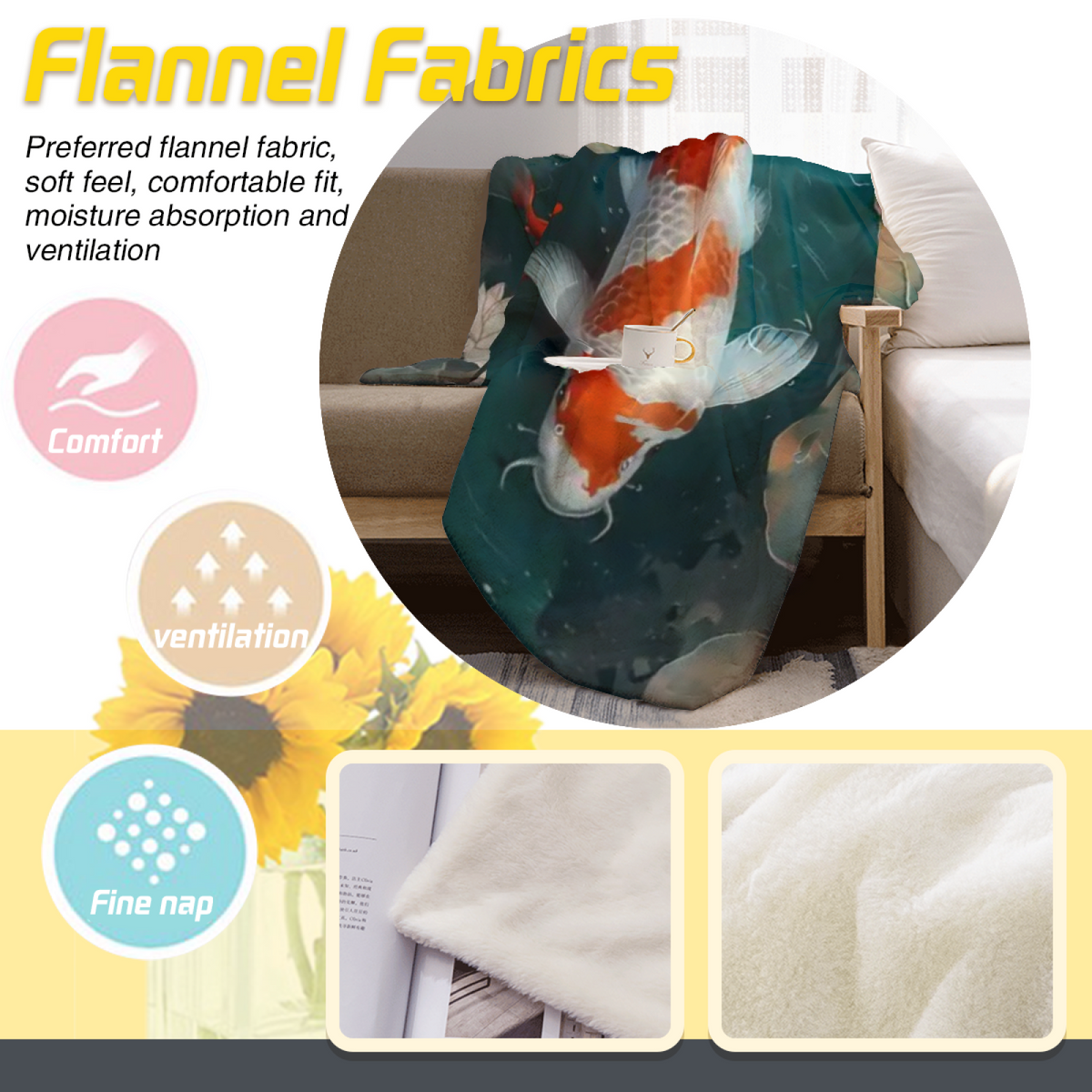 Eclectic Design Starlit Arbor Warm Coral Flannel Sofa Throw