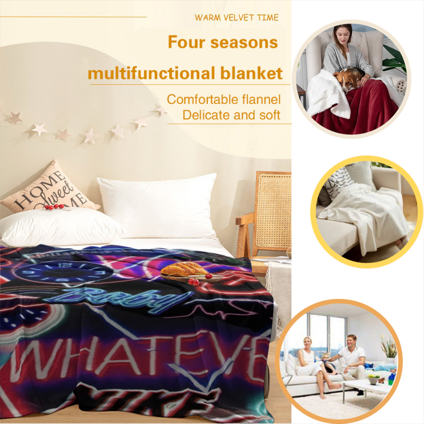 Modern Artistic Throw Blanket ¨C Colorful Graphic Printed Cozy Blanket