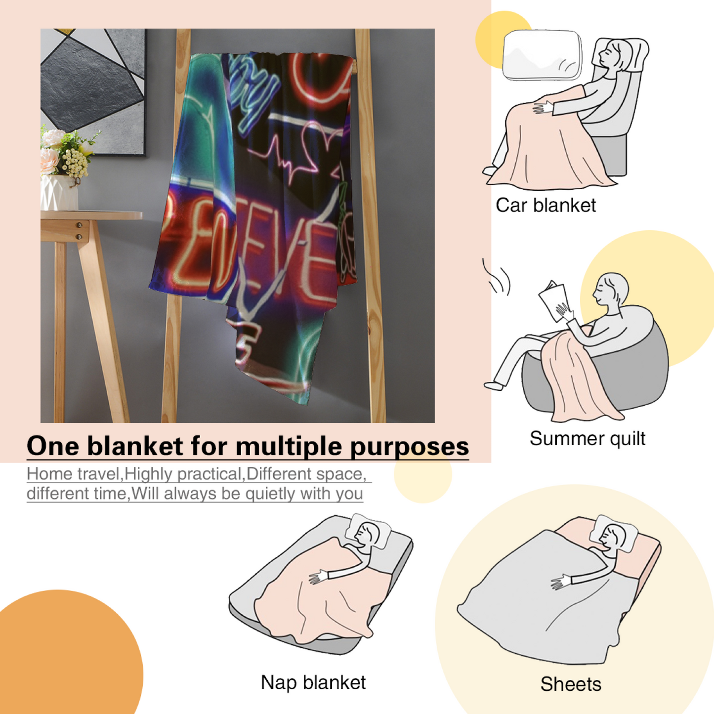 Modern Artistic Throw Blanket ¨C Colorful Graphic Printed Cozy Blanket