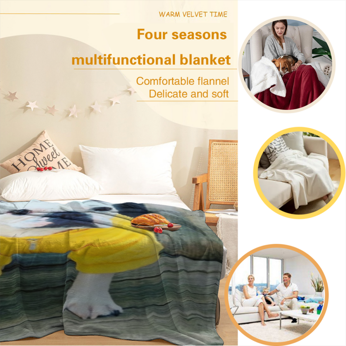 Juniper Rhythm Earthy Multicolor Art All-Season Flannel Blanket