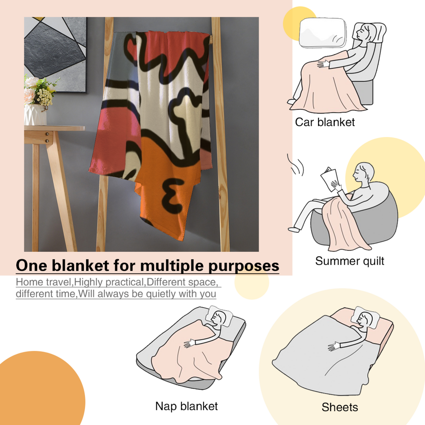 Colorful Cartoon Character Flannel Throw Blanket ¨C Playful Abstract Monster Design