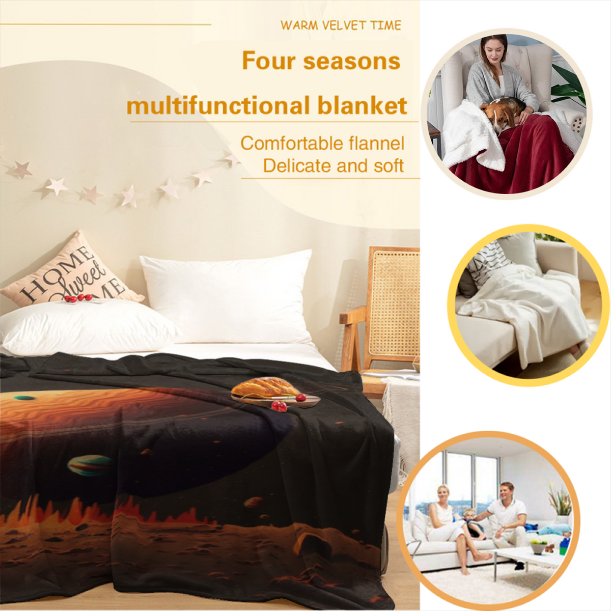 Soft Minimalist Plush Flannel Throw ¨C Twilight Treasure Collection