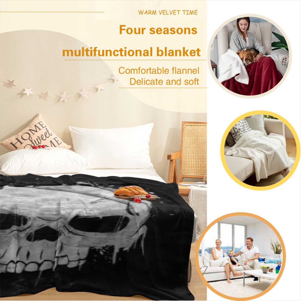 Moonbeam Nectar Inspired Flannel Sofa Throw ¨C Earthy Neutral Palette