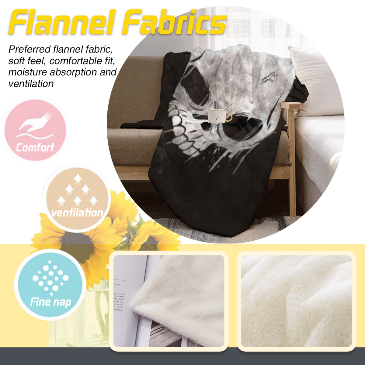 Moonbeam Nectar Inspired Flannel Sofa Throw ¨C Earthy Neutral Palette