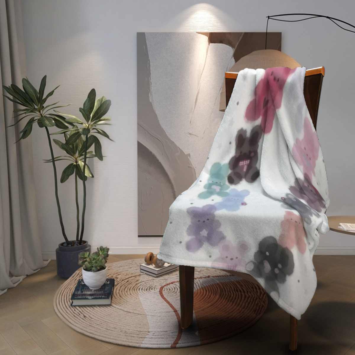 Moonbeam Petal Soft Flannel Blanket in Dusty Lilac