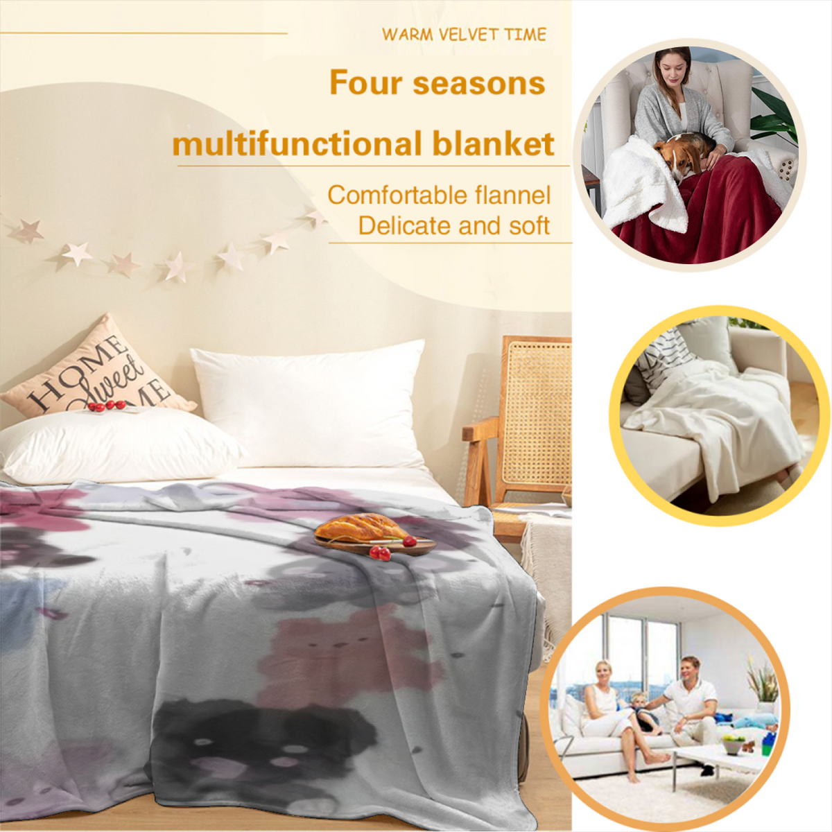 Moonbeam Petal Soft Flannel Blanket in Dusty Lilac