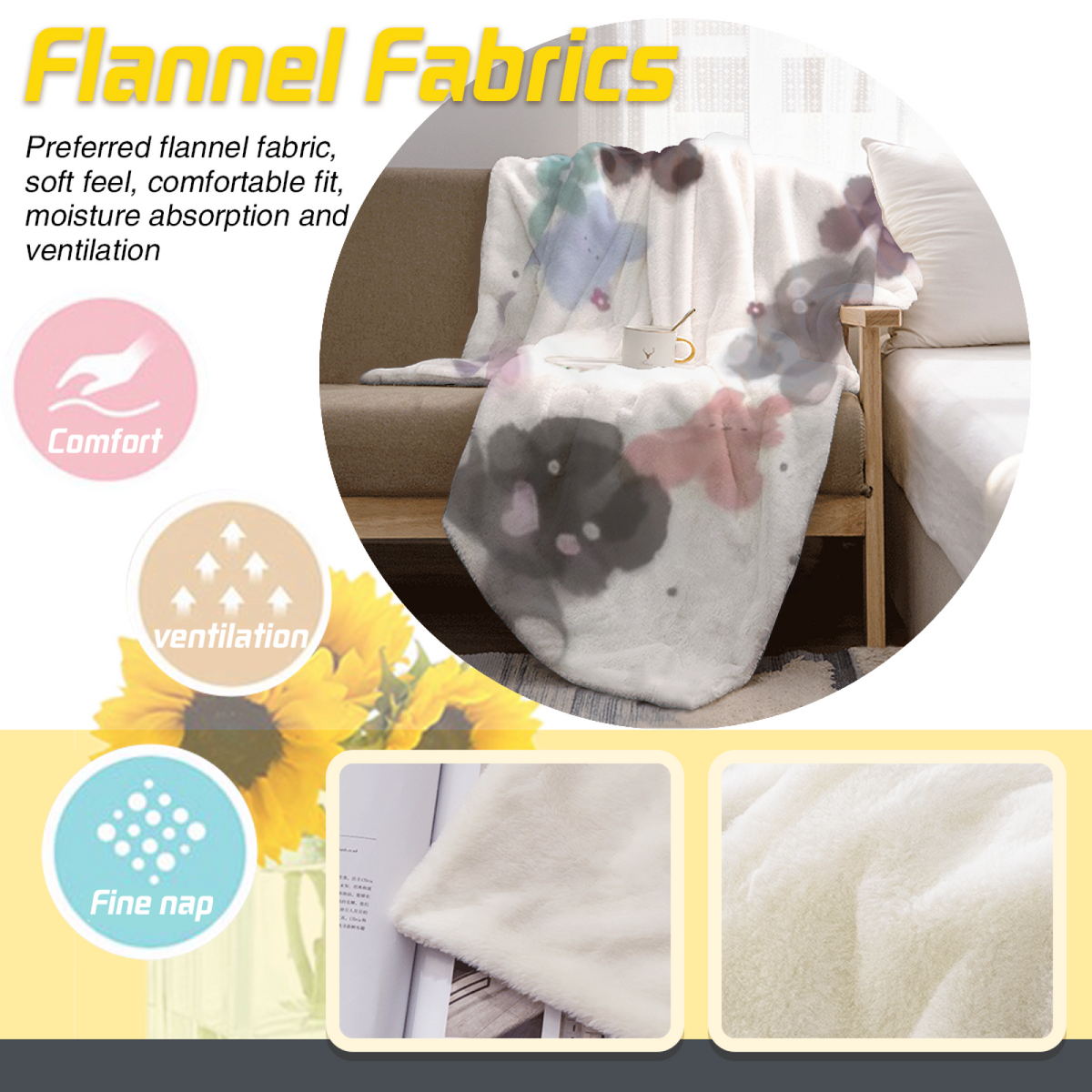 Moonbeam Petal Soft Flannel Blanket in Dusty Lilac