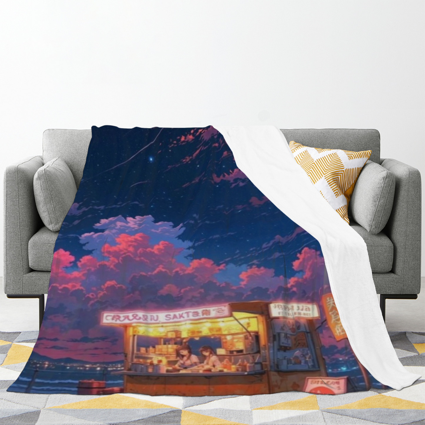 Modern Graphic Throw Blanket ¨C Colorful Artistic Decorative Cozy Blanket