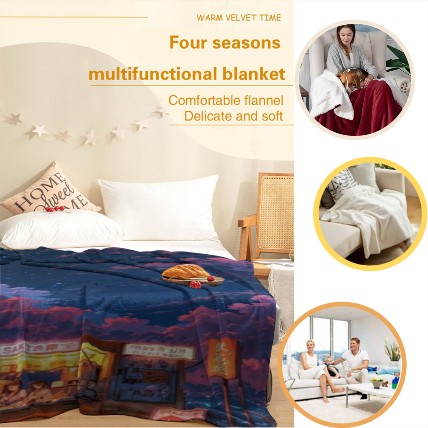 Modern Graphic Throw Blanket ¨C Colorful Artistic Decorative Cozy Blanket