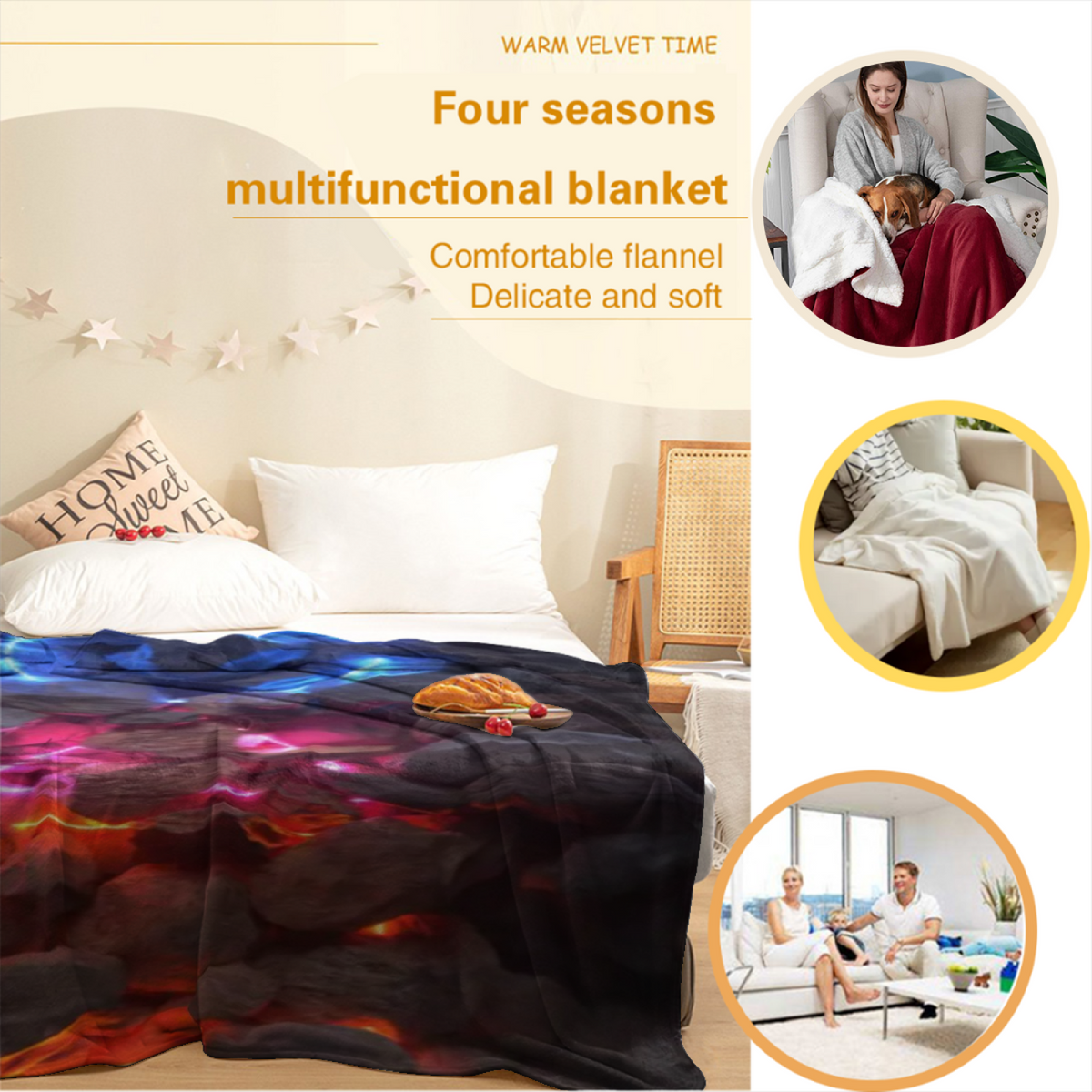 Desert & Blossom Playful Graphic All-Season Flannel Blanket