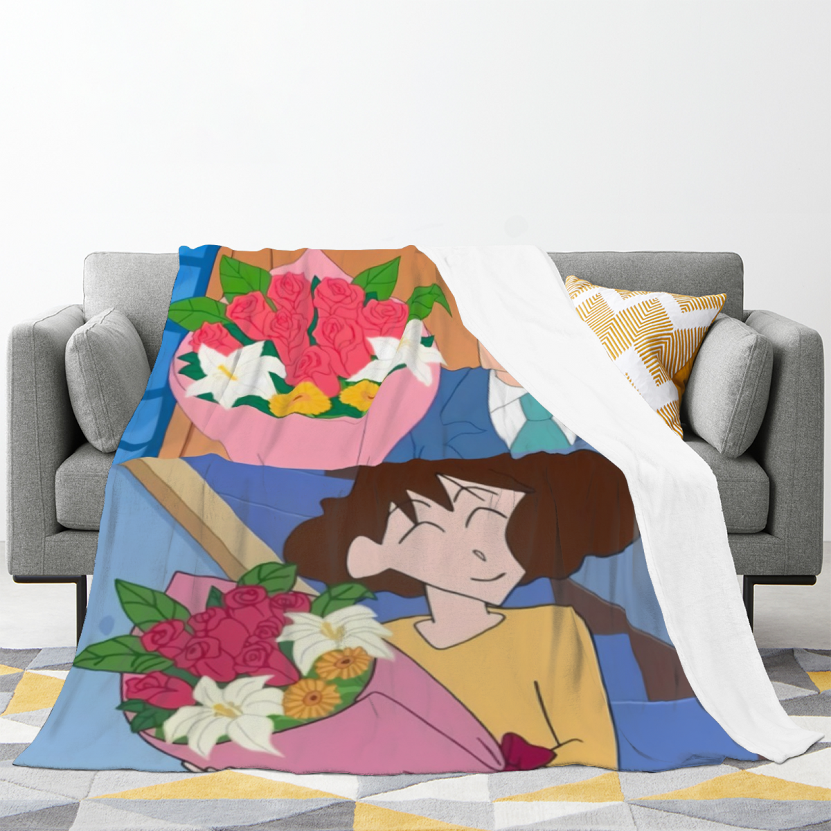 Radiant Prism Lightweight Flannel Throw in Soft Neutral