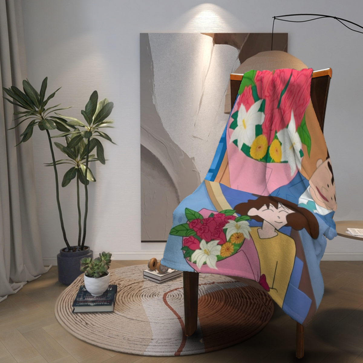 Radiant Prism Lightweight Flannel Throw in Soft Neutral