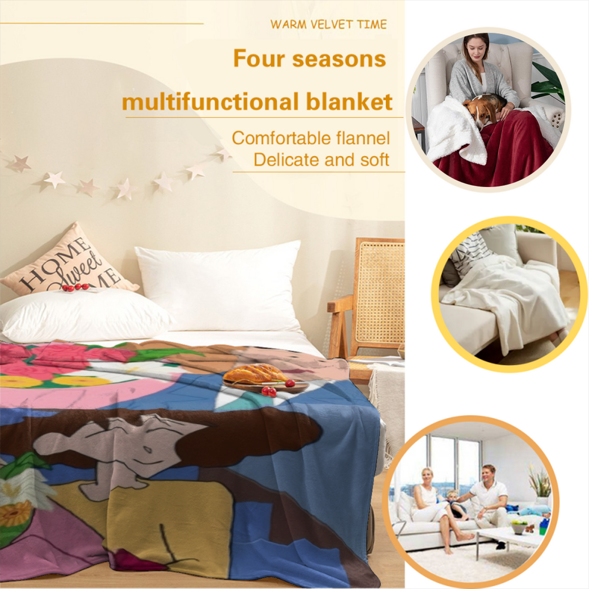 Radiant Prism Lightweight Flannel Throw in Soft Neutral
