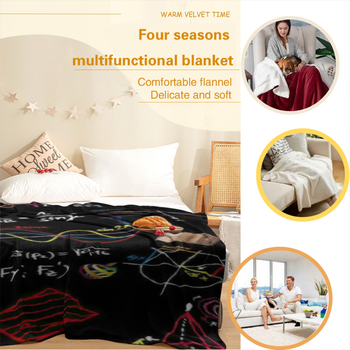 Tangerine & Spectrum Playful Graphic All-Season Flannel Blanket