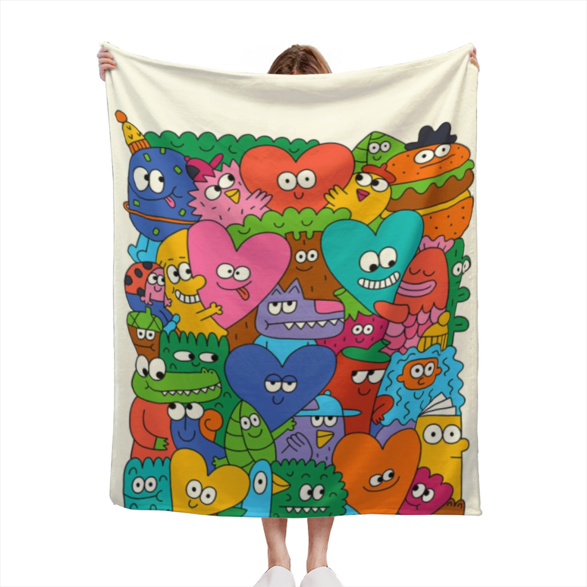 Eclectic Design Electric Spectrum Warm Coral Cozy Flannel Bed Blanket