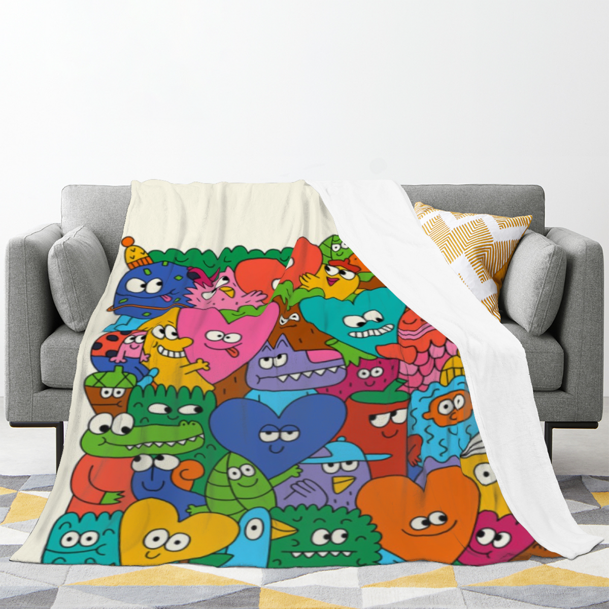 Eclectic Design Electric Spectrum Warm Coral Cozy Flannel Bed Blanket