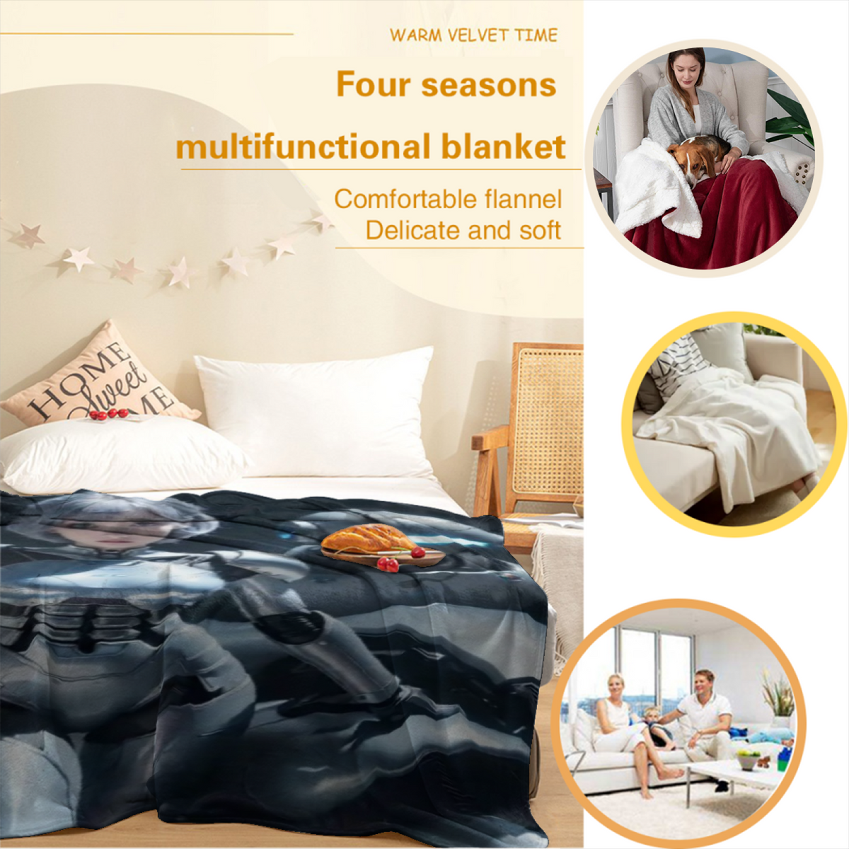 Soft Minimalist All-Season Flannel Blanket ¨C Serene Lagoon Collection