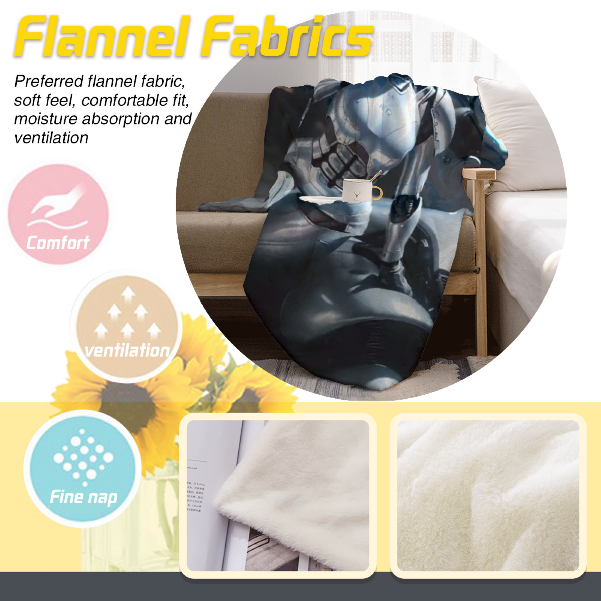 Soft Minimalist All-Season Flannel Blanket ¨C Serene Lagoon Collection