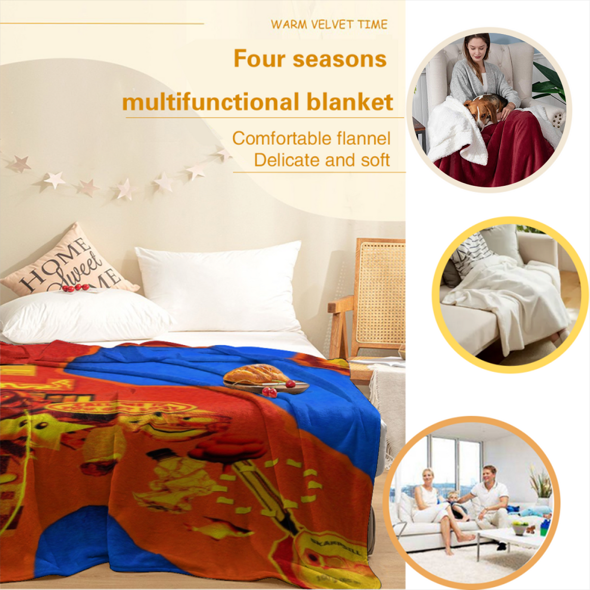 Warm Terracotta Whimsical Decor All-Season Flannel Blanket ¨C Luminous Wander Edition