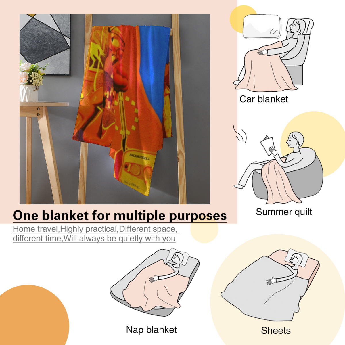 Warm Terracotta Whimsical Decor All-Season Flannel Blanket ¨C Luminous Wander Edition