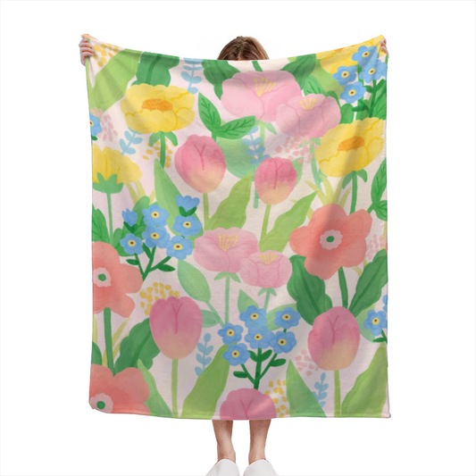 Moonbeam Cove Expressive Print Flannel Sofa Throw in Pastel Multicolor
