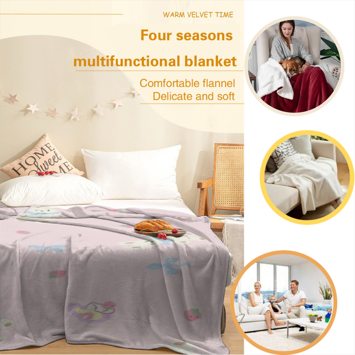 Desert & Spectrum Playful Graphic Plush Flannel Throw