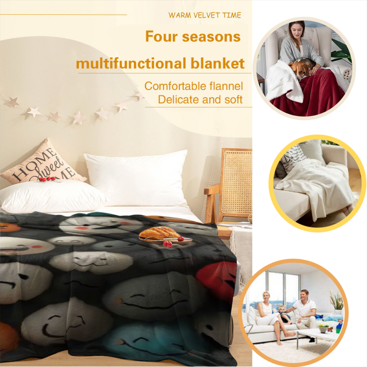 Eclectic Design Radiant Whisper Warm Coral Cozy Flannel Bed Blanket