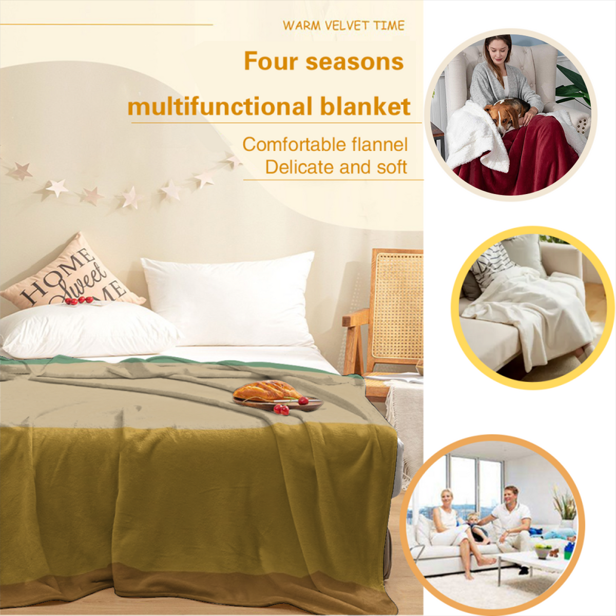 Eclectic Design Serene Cove Rich Multicolor Cozy Flannel Bed Blanket