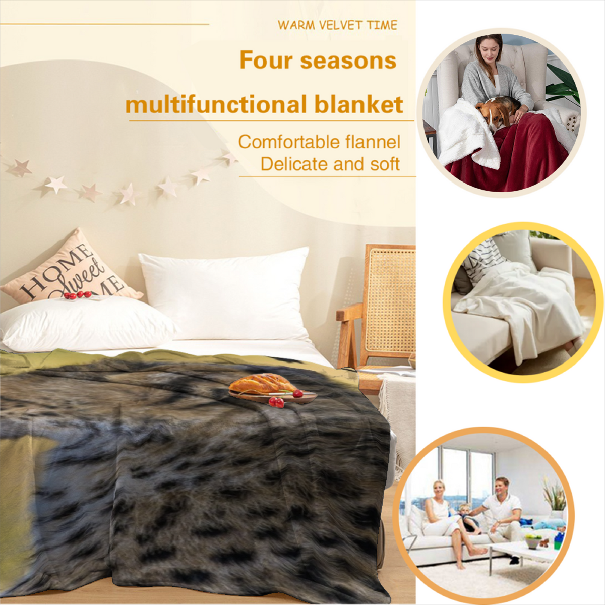 Soft Neutral Fern Vista Decorative Flannel Blanket