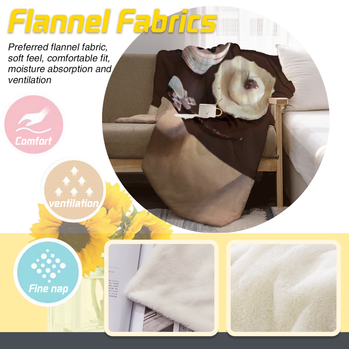 Enchanted Picnic Lightweight Flannel Throw in Dusty Lilac