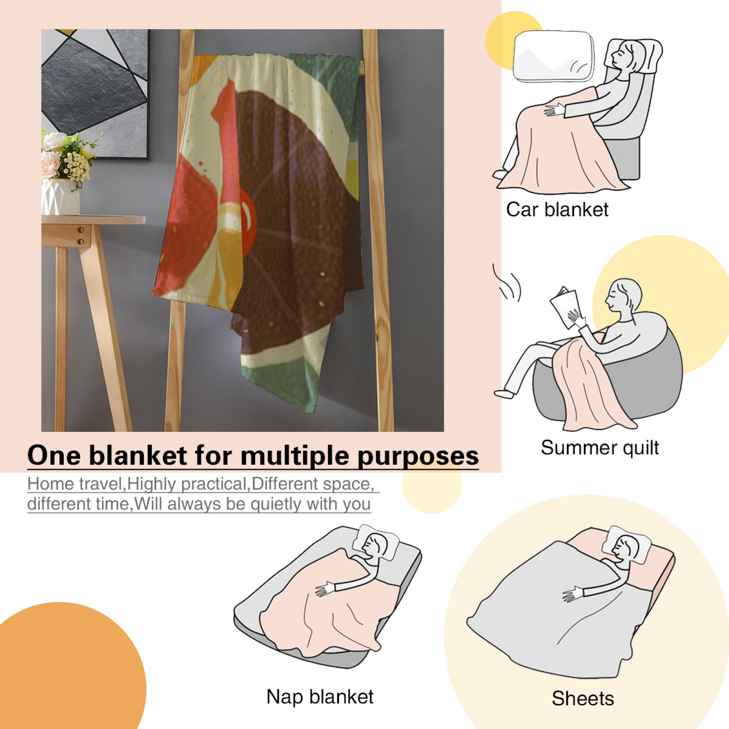 Cute Japanese Breakfast Flannel Throw Blanket ¨C Fried Egg Illustration