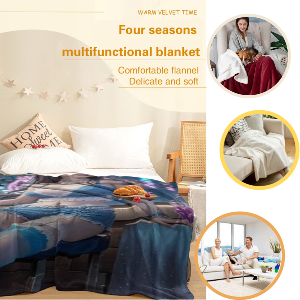Harvest & Petal Playful Graphic All-Season Flannel Blanket
