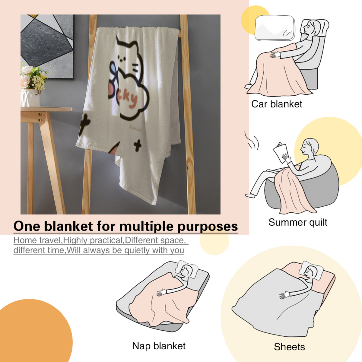 Heather Valley Inspired Cozy Flannel Bed Blanket ¨C Creamy Ivory Palette