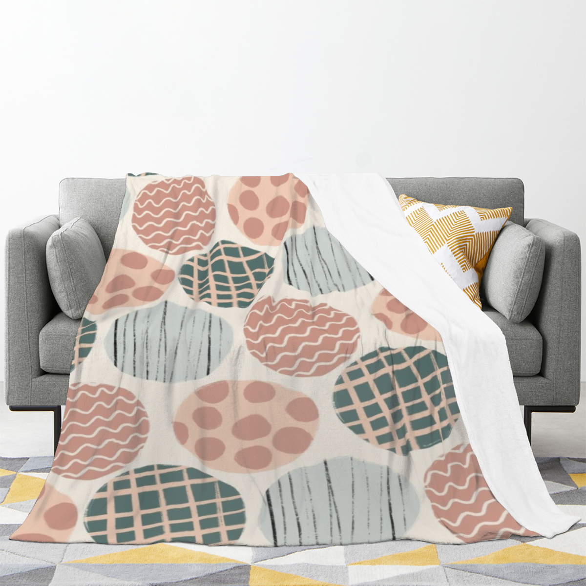 Earthy Neutral Electric Lagoon Lightweight Flannel Throw ¨C Contemporary Pattern