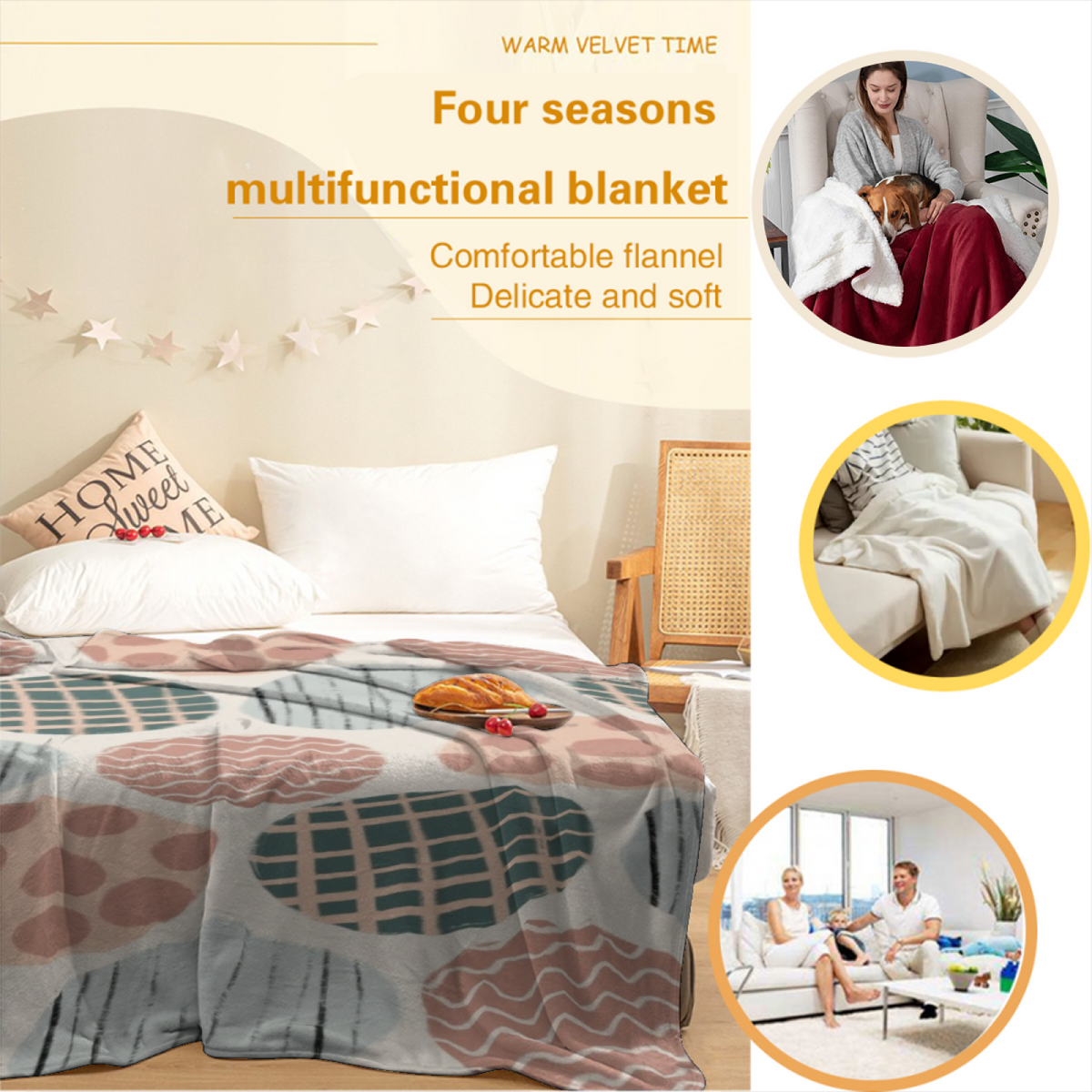 Earthy Neutral Electric Lagoon Lightweight Flannel Throw ¨C Contemporary Pattern