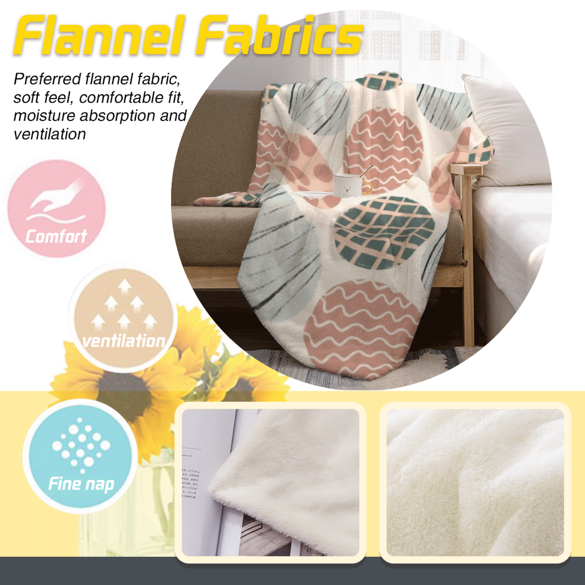 Earthy Neutral Electric Lagoon Lightweight Flannel Throw ¨C Contemporary Pattern
