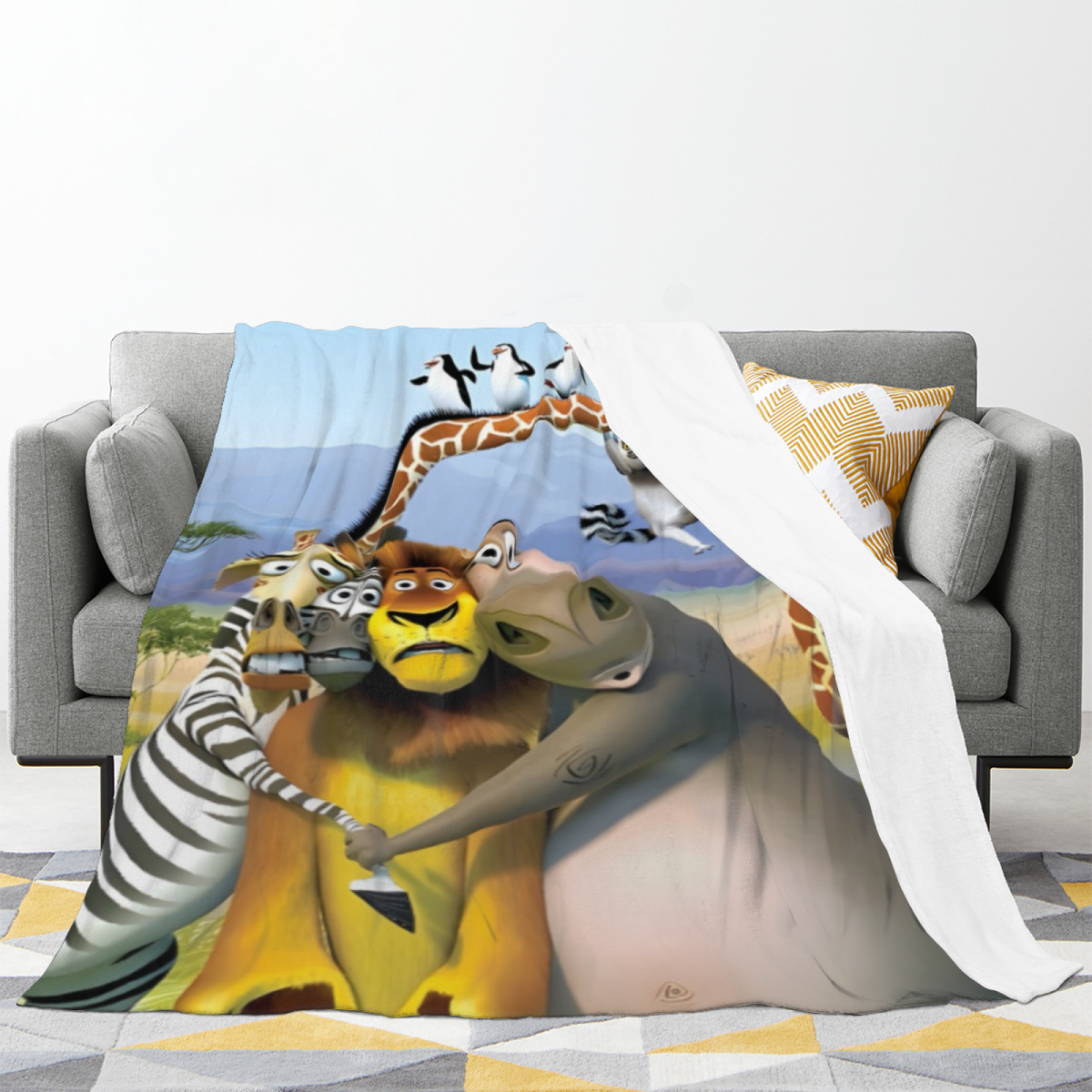 Retro Soft Neutral Silver Vista Plush Flannel Throw