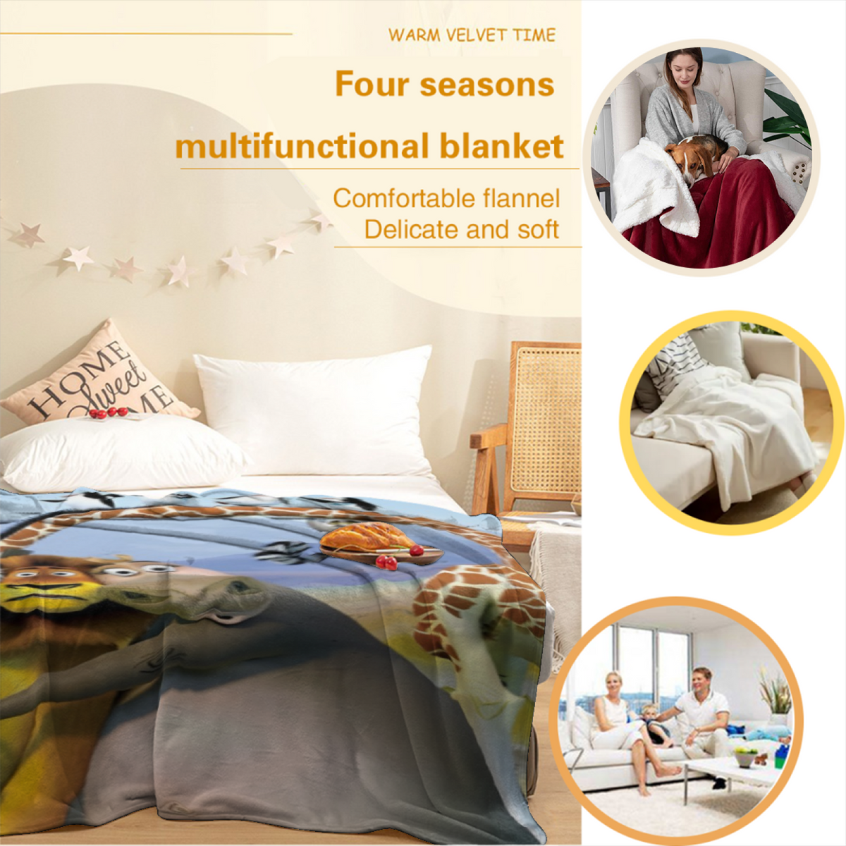 Retro Soft Neutral Silver Vista Plush Flannel Throw